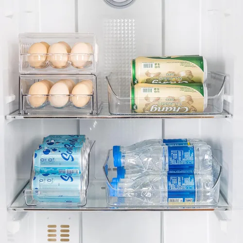 Vista 7 de Ettori Organizador de botellas de agua, paquete de 2 cubos organizadores de refrigerador y contenedores de almacenamiento transparentes