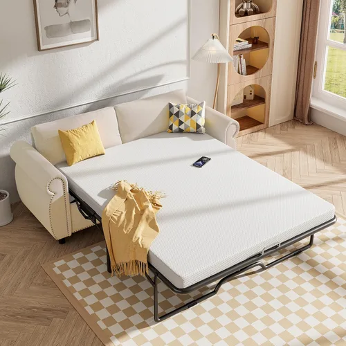 Vista 2 de Mjkone Sofá cama extraíble con colchón de espuma, tamaño matrimonial
