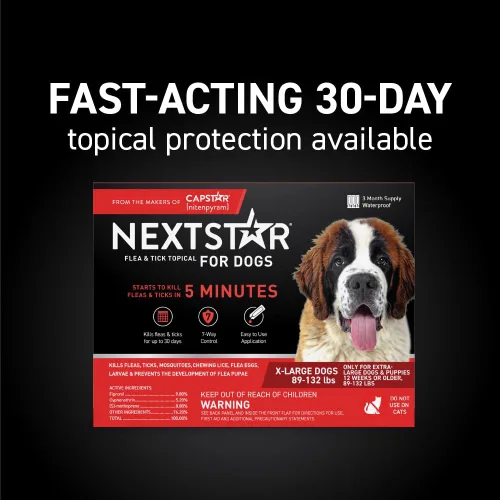 Vista 5 de NEXTSTAR Prevención de pulgas y garrapatas para perros, repelente y control, gotas tópicas impermeables de acción rápida, paquete de dosis de 3+1 mes