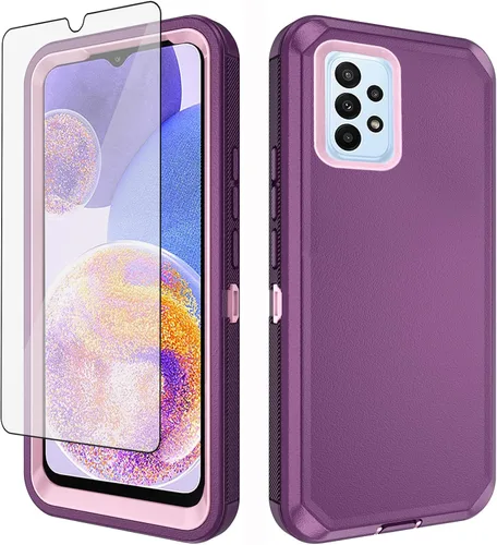 Vista 8 de Asuwish Funda de teléfono para Samsung Galaxy A23 5G con protector de pantalla de vidrio templado y cubierta para celda, híbrida, resistente, a Azul