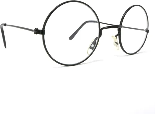 Vista 4 de Skeleteen Gafas redondas para disfraz de mago Lentes circulares con marco de metal negro 1 par Negro