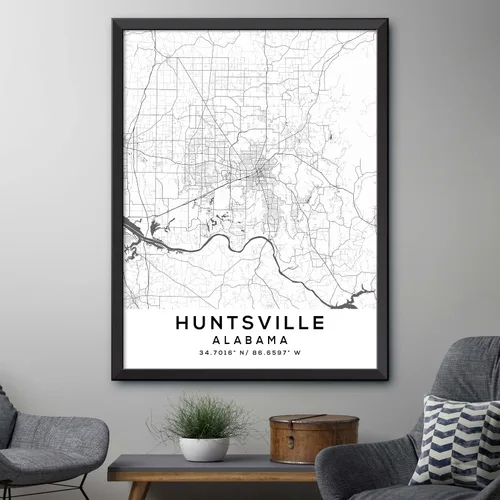Vista 4 de Mapa de Huntsville, Alabama, Light 2 (8x10)