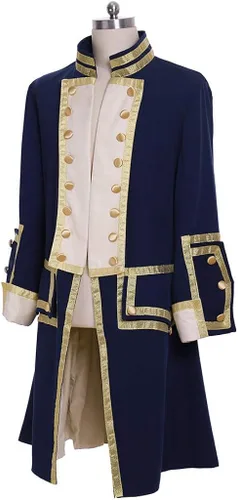 Vista 2 de Chamarra Steampunk para hombre chaqueta trasera gótica de Regencia medieval 18 uniforme militar colonial abrigo
