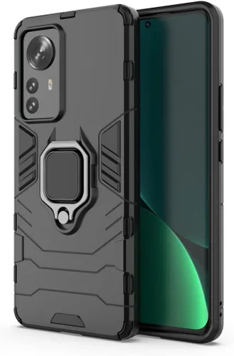 Vista 5 de Compatible con funda Xiaomi Mi 12 Pro, soporte de agarre de anillo de metal, a prueba de golpes (funciona con soporte magnético para automóvil)