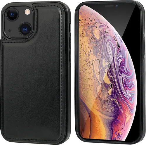 Vista 3 de ONETOP - Funda tipo cartera para iPhone 13 Mini con tarjetero, color negro Kickstand,ID/Cash Holder,Case Wallet with Card Slots,Double Magnetic