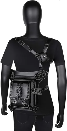 Vista 6 de UIYTR - Bolso retro para mujer, estilo gótico, estilo roco, cintura para mujer, color negro