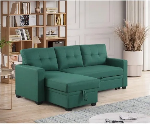 Vista 5 de Devion Furniture Tela de poliéster en forma de L reversible, fácil de convertible extraíble, sofá seccional/diván de almacenamiento con cojines