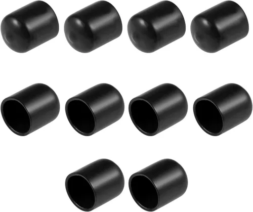 Vista 213 de uxcell 10 tapas de goma para extremos de 0.591 in de identificación, tapa de extremo redondo, protectores de rosca de tornillo, color negro