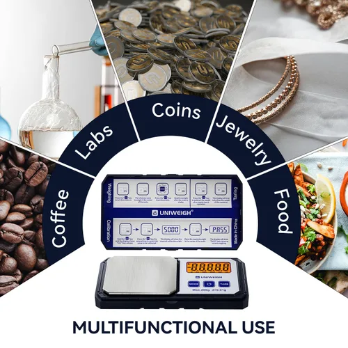 Vista 7 de UNIWEIGH - Báscula digital de bolsillo (7.05 oz/0.00 oz) de precisión Small Scales Grams Ounces with 6 Units,Jewelry scale,Coin Scale with 50g