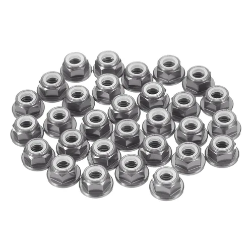 Vista 10 de MECCANIXITY 30 piezas de tuercas de bloqueo de aleación de aluminio M3 con paso de 0.5 mm, tuercas hexagonales con brida de nylon con rosca serrada