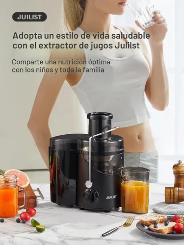 Vista 7 de Máquinas de exprimidor, Juilist Exprimidor de boca ancha de 3", extractor de jugo para vegetales y frutas con ajuste de 3 velocidades, motor de Negro