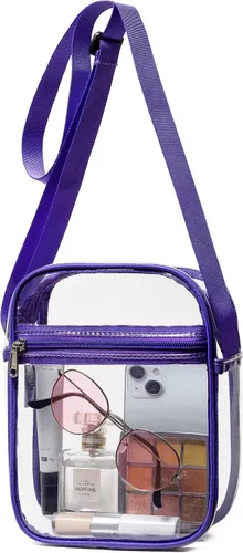 Vista 11 de Vorspack Bolso de PVC aprobado para estadios, bolsa cruzada transparente con bolsillo frontal para conciertos, deportes, festivales