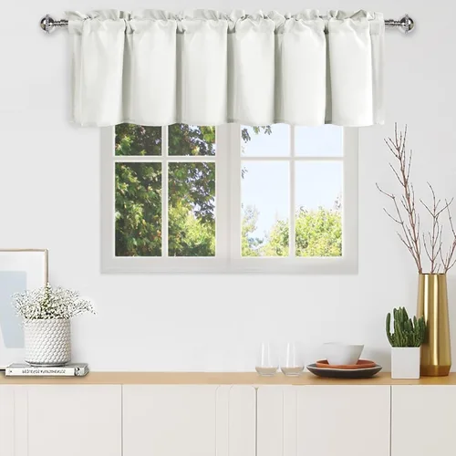 Vista 35 de DWCN Cortinas de Cenefa para Sala de Estar, Cocina, Baño/Sótano - Aqua Sólido, 1 Panel, 42 x 12 Pulgadas, Oscurecimiento de Habitación Solid Short