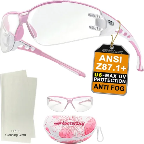 Vista 12 de HTS HUNTERSKY Gafas de seguridad de tiro envolventes U6 transparentes, antiniebla y antiarañazos, ligeras y súper flexibles con ANSI Z87.1