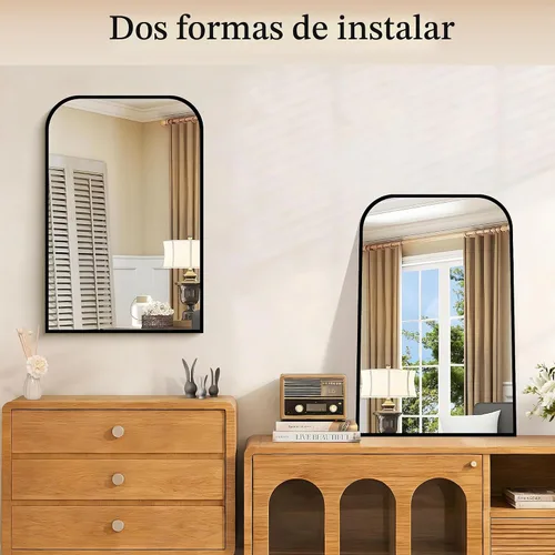 Vista 7 de COFENY Espejo de baño, espejo rectangular negro de 16 x 24 pulgadas para montar en la pared con marco delgado, espejos de tocador de baño para sobre