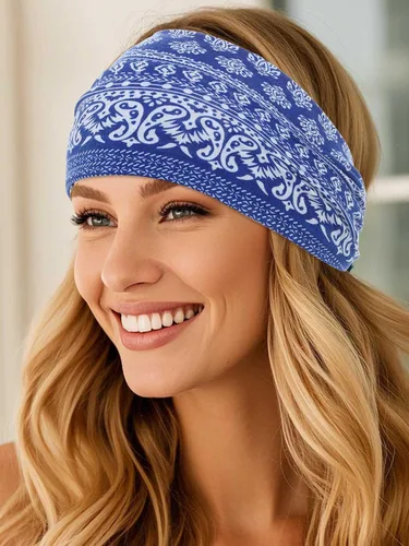 Vista 2 de Bohend - Diademas bohemias anchas y elásticas para mujer, 3 unidades, suaves y antideslizantes, accesorios para el cabello para yoga, entrenamiento