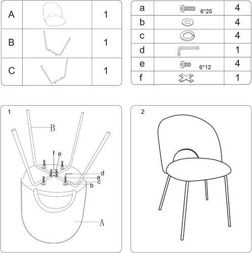 Vista 6 de CangLong Juego de 2 sillas de comedor de terciopelo con patas de metal para sala de estar, cocina, color blanco