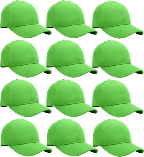 Vista 28 de Falari - 12 unidades de gorras de béisbol, lisas y de tamaño ajustable, venta al por mayor Verde militar