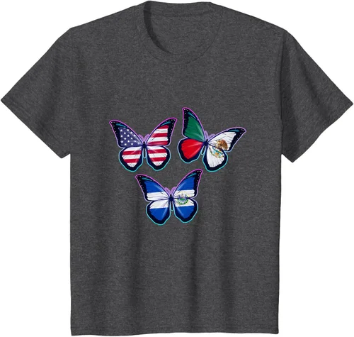 Vista 37 de Multiculti Heritage. Camiseta El Salvador México y Estados Unidos