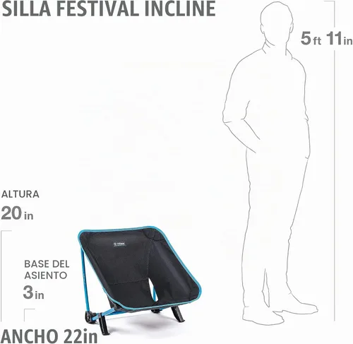 Vista 2 de Helinox Incline Festival - Silla plegable ajustable para exteriores, para eventos, color negro