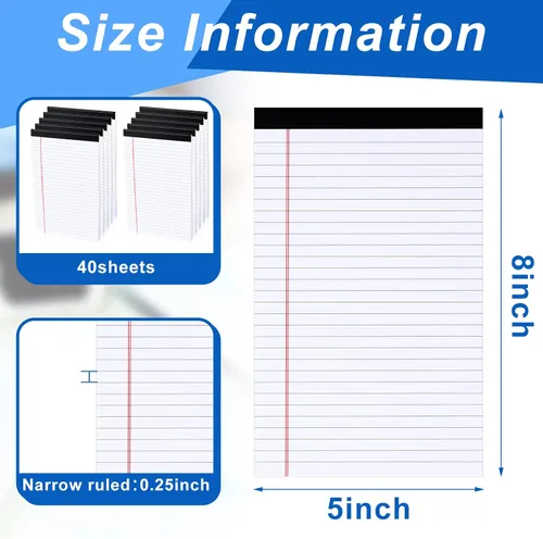 Vista 2 de Gueevin 100 blocs de notas legales de 5 x 8 pulgadas, bloc de notas pequeños forrados, papel de escritura a rayas anchas de 5 x 8 pulgadas, mini