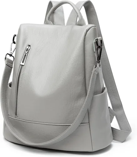 Vista 8 de Mochila de moda para mujer, mochila antirrobo de piel sintética, ligera, resistente al agua, color negro