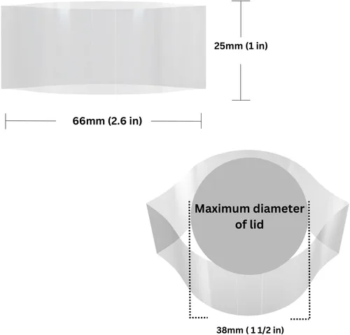Vista 2 de Banda retráctil perforada blanca de 2.598 x 0.984 in para botellas, se adapta a 1 1/4" a 1 1/2" de diámetro - Paquete de 250