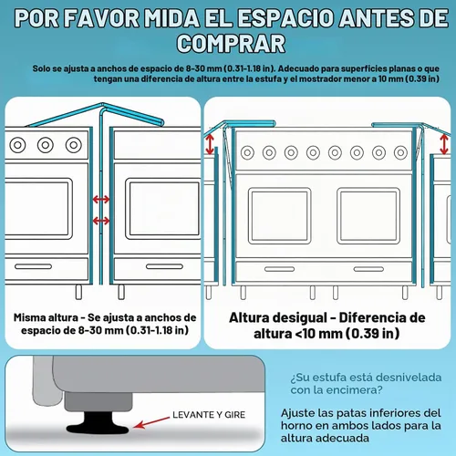 Vista 2 de 2 cubiertas para huecos para encimera de estufa de cocina, protector de huecos de acero inoxidable, kit de molduras para estufa, protectores