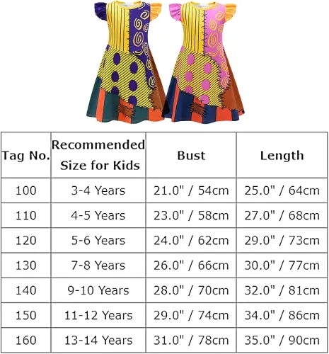 Vista 7 de ODIZLI Disfraz de Halloween para niños y niñas vestido alto y bajo manga voladora con peluca para juego de roles