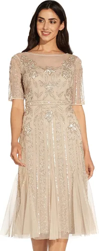 Vista 4 de Adrianna Papell Vestido largo de té con cuentas para mujer