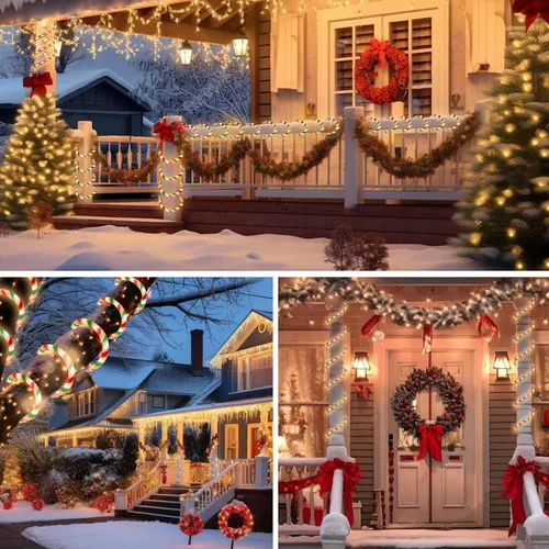 Vista 4 de Vigdur Luces de Bastón de Caramelo de Navidad - Luces de Cuerda LED de Bastón de Caramelo de 18 Pies para Exteriores Impermeables Luces Decorativas
