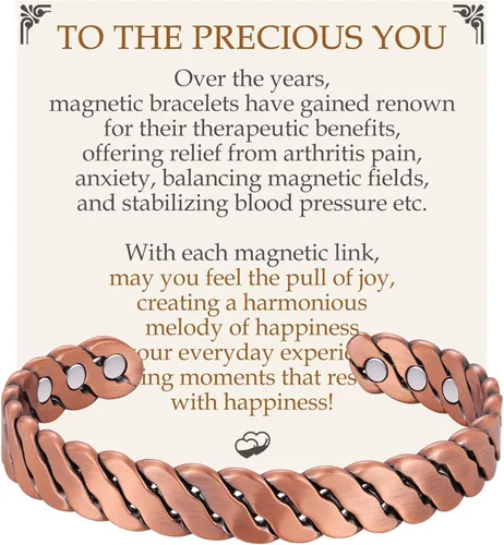 Vista 14 de Feraco Pulsera de Cobre Puro para Hombres y Mujeres, Brazalete Magnético de Ultra Resistencia para Hombres y Mujeres con Imanes de Neodimio de 3500
