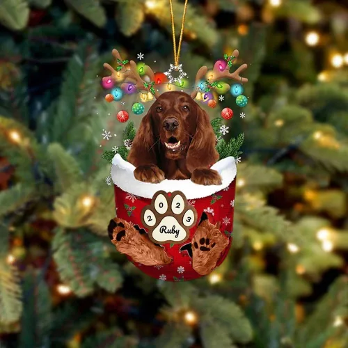 Vista 139 de Adornos personalizados de Pug cervatillo – Decoración personalizada para árbol de Navidad con patas de bolsillo de nieve