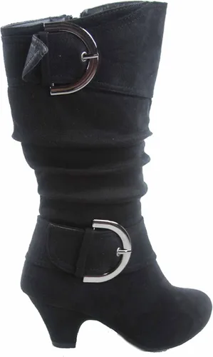Vista 2 de FZ Auto-9ks - Botas de tacón bajo con cremallera lateral y punta redonda para niña