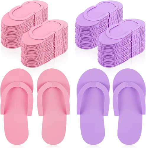 Vista 7 de Geyoga 48 pares de pantuflas desechables de pedicura de espuma, desechables, para spa, pedicura, para mujeres, salón de manicura, spa (coloridas)