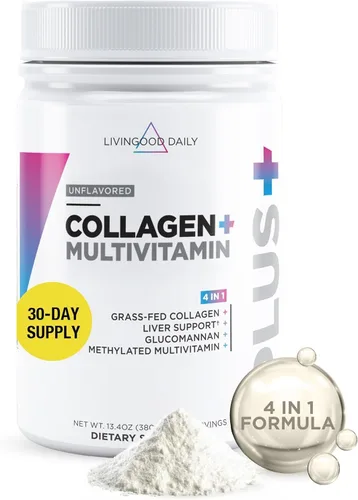 Vista 10 de Livingood Daily - Polvo de colágeno para mujeres y hombres, péptidos de colágeno hidrolizado alimentado con pasto, proteína y multivitaminas