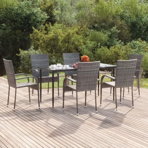 Vista 11 de 5-Piece Outdoor Patio Dining Set Black, PE Rattan Furniture with Tempered Glass Table Top and Powder-Coated Steel Frame for Garden, Balcony, Backyard