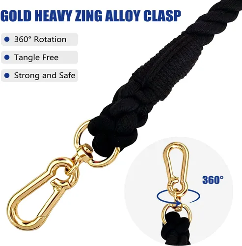 Vista 4 de LWBMG Correa de perro de 5 pies hecha a mano con cuerda de algodón trenzada para perros pequeños, medianos y grandes, color negro