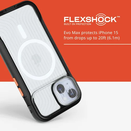 Vista 5 de Tech21 Evo Max - Funda para iPhone 15, compatible con MagSafe, funda de protección contra impactos, cordones incluidos, color negro activo