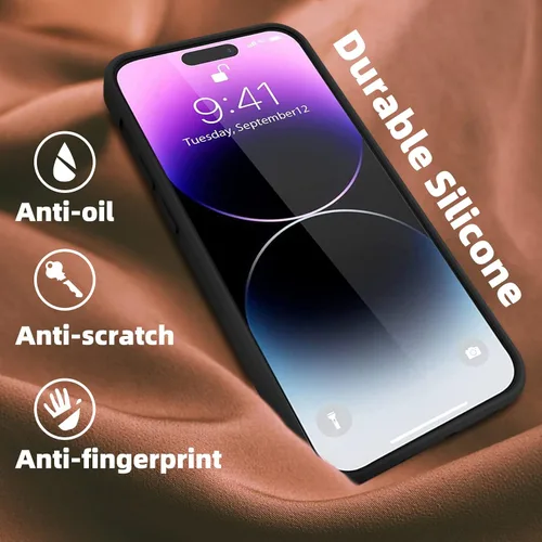 Vista 5 de for iPhone 11 Pro Max Case 6.5-Inch,Liquid Silicone Gel Black Rubber Phone Case, [Camera Protection] Full Body Slim Soft Microfiber Lining Drop