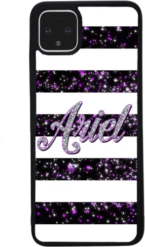 Vista 3 de Funda de goma negra personalizada con barras de purpurina moradas y plateadas, compatible con Google Pixel 10, 10 Pro, 10 Pro XL, 9a, 9 Pro, Pixel