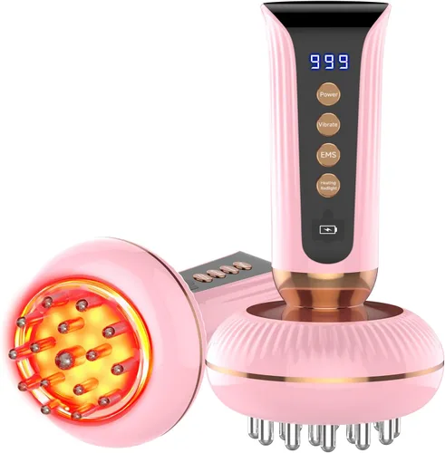 Vista 9 de Máquina para esculpir el cuerpo 4 en 1 - Masajeador de drenaje linfático de mano con luz roja, vibración y calor para linfedema lipedema