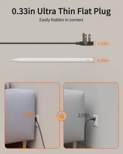 Vista 5 de DEPOW Regleta protectora de sobretensiones, cable de extensión de 3 pies con 6 salidas de CA, 4 puertos USB, protección contra sobretensiones 1050J