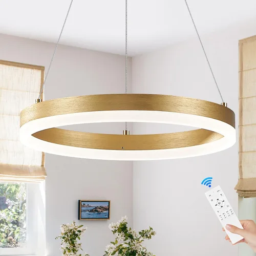 Vista 29 de Benkut Lámpara de Araña de Anillo LED Moderna Negra para Comedor, Lámpara de Araña de Techo Circular Empotrada Regulable con Control Remoto