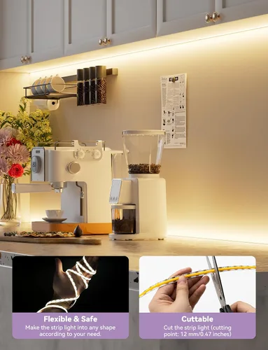 Vista 6 de MIWISE Tira de luces LED USB 5V, tira de luz LED COB súper brillante de 2700K blanco cálido con interruptor regulador táctil, cinta de luz regulable