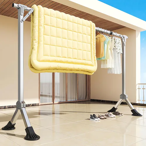 Vista 2 de YSUEFIJO Heavy Duty Laundry Drying Rack, Clothes Drying Rack Foldable, Length Adjustable Garment Rack, Portable Stainless Steel Laundry Stand, with