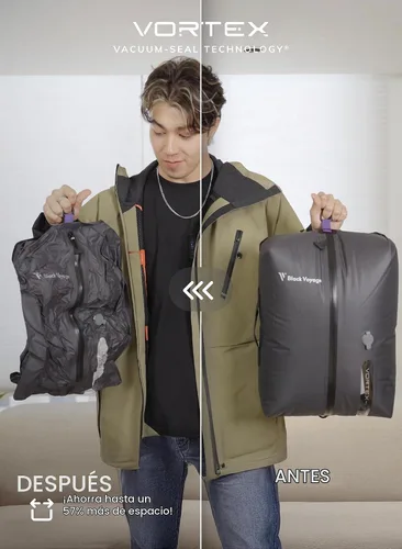 Vista 2 de Black Voyage Bolsa de Viaje Reutilizable de Compresión al Vacío para Maleta de Mano y Mochila, Reciclada IP67 Impermeable Ahorradora de Espacio