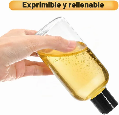 Vista 4 de Bekith Paquete de 16 botellas vacías de plástico transparente de 8 onzas con tapas superiores de disco, recipientes de viaje recargables