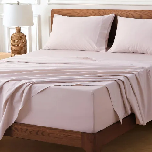 Vista 5 de Juego de sábanas HYPREST de bolsillo extra profundo tamaño Queen, se adapta a colchones de 18"-24" de profundidad - Juego de sábanas Queen 100% Rosa