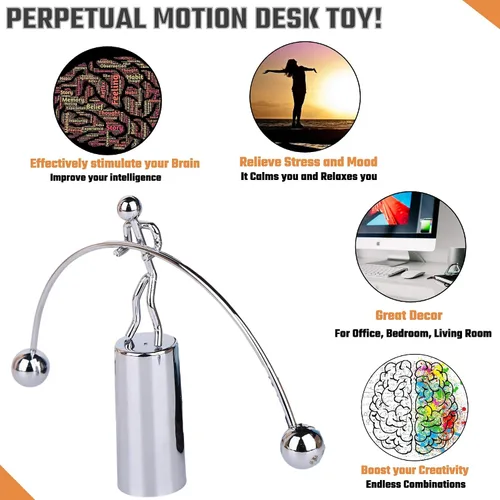Vista 5 de Reloj decorativo con temporizador de arena, reloj de arena con movimiento de equilibrio físico, escultura de juguete de escritorio (gris claro) 60